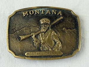 Hebilla de cinturón Montana Trapper Historic Society & BA #RC latón de colección años 70 HMLtd - Imagen 1 de 6
