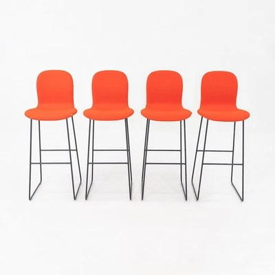 2010s Set of Four Jasper Morrison for Cappellini Tate Bar Stools in Red Fabric - Image 1 of 4