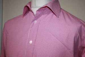 Ben Sherman Mens Micro Gingham Check Shirt - 16.5" - Pink/White - Slim Cut Top - Picture 1 of 12