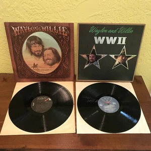2 Waylon Jennings Willie Nelson Vinyl LP Records Waylon & Willie & WWII Country - Picture 1 of 9