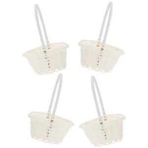 4 Pcs Rattan Flower Basket Bridesmaid Child Small Baskets for Storage Handheld - Picture 1 of 12