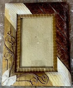 Banana Leaf Picture Frame Rope & Rafia NEW For Photo 9x7 x11 USA - Imagen 1 de 2