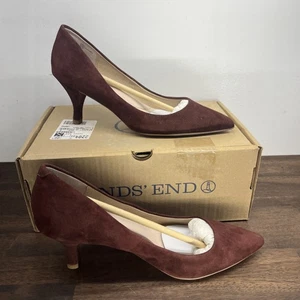 Lands’ End Point-Toe Pumps Women’s Heels Size 7, Dhurrie Fresque Suede Wine NEW - Picture 1 of 12