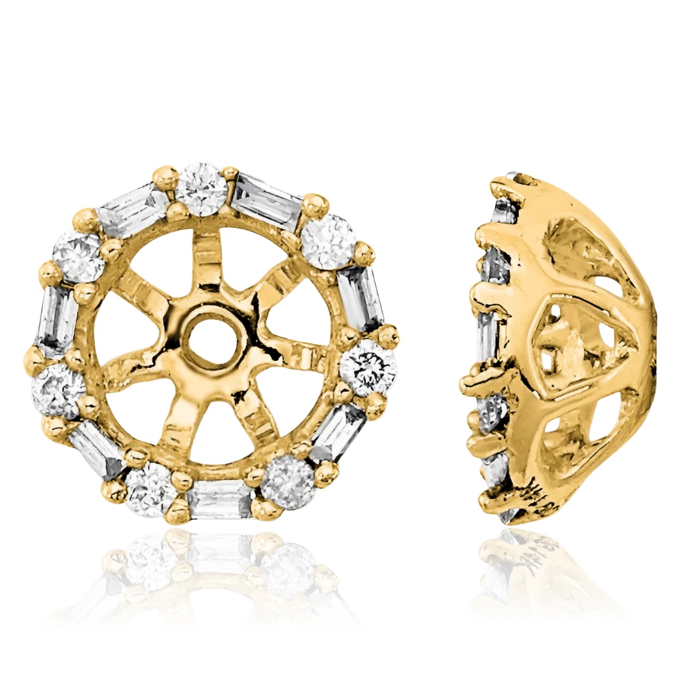 Chaquetas para pendientes de diamantes de oro amarillo macizo de 14K Foto 1 de 4