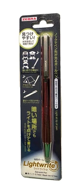 Zebra Lightwrite P-BA96-R / 0,7 мм черная шариковая ручка с белым светодиодом - Изображение 1 из 4