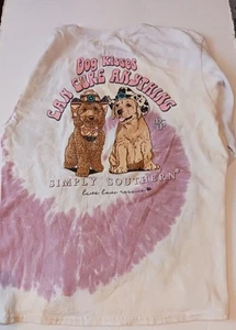 Simply Southern Youth Large T Shirt Long Sleeve Tie -Dye Dogs Cowgirl  - Picture 1 of 6