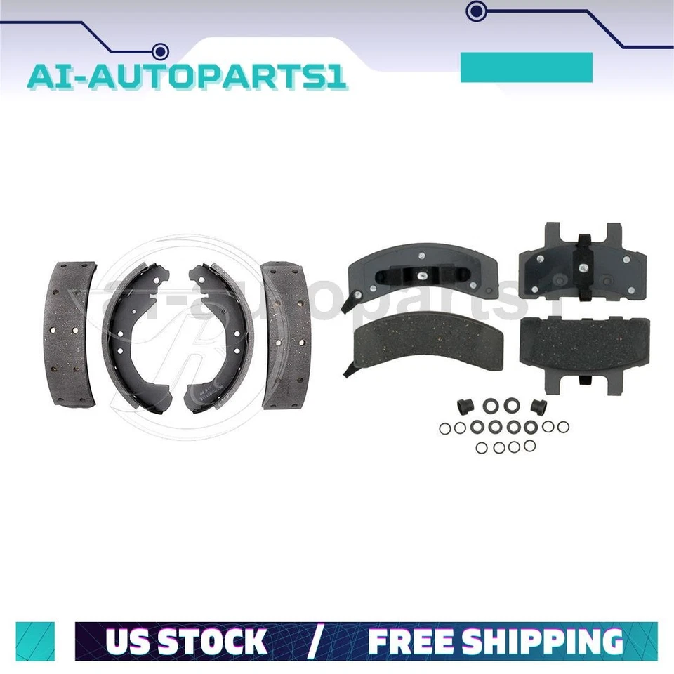 Para 1993-1999 Chevrolet C1500 pastilhas de freio dianteiras de cerâmica sapatas de freio a tambor traseiras - Imagem 1 de 4
