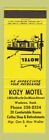 Matchbook Cover - Kozy Motel Wadena Sk Yellow