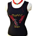 Embroidered Deconstructed "ONLY PEACE" Tank Top Winged Heart Hippie Boho Couture