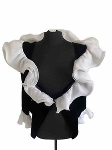 ❤️ Muster Vintage Samt & Organza Rüschen Blazer - Bild 1 von 6