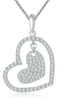 I1 G 1.20 Ct Natural Diamond Love Of Heart Pendant Necklace 14K Gold 0.80 Inch - Image 1 of 4