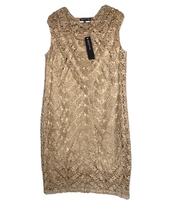 Metallic Crochet Dress Womens 8 Dark Gold Cocktail Party Jones New York NWT $179 - Picture 1 of 18