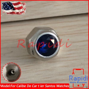 Watch Crown For Calibre DE Car tier Santos Stainless Steel Sapphire Stone 6.3MM - Picture 1 of 8