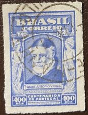 Brazil 1941 400R Father Antonio Vieira Sc-505 Blue Used #Bk7 - US Seller