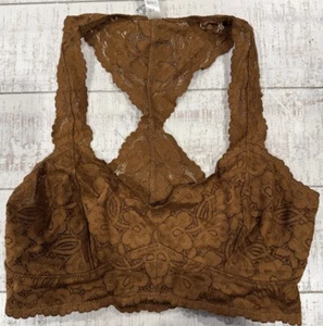 Free People Galloon Lace Racerback Bralette Size XS Copper Tan NWT FP2 - Picture 1 of 4