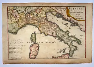 ITALIA 1705 NICOLAS DE FER ANTICA MAPPA INCISA XVIII SECOLO - Foto 1 di 9