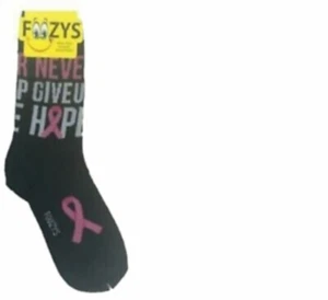 Foozys Never Give Up Black Women's Crew Socks Size 4 through 10 1 Pair - Picture 1 of 1