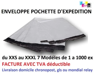 enveloppes sacs pochettes plastique envoi postal opaque blanches A6 A5 A4 A3 XXL - Photo 1/4