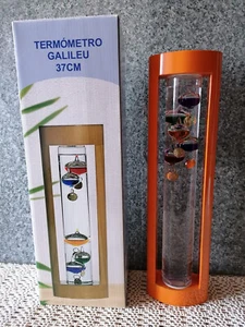 Thermometer Galileo Galilei 37cm mit Holzrahmen in OVP Vintage - Picture 1 of 5