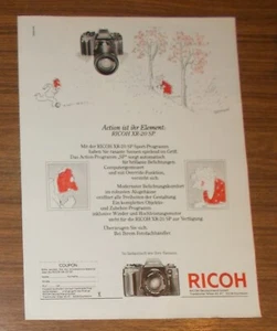 Seltene Werbung vintage RICOH XR-20 SP Spiegelreflexkamera - Action 1985 - Bild 1 von 1