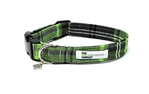 Verstellbares Hundehalsband mit Schottenmuster in Grün und Grau - Bild 1 von 1