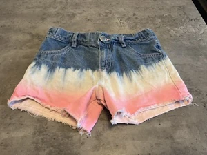 8-9 Years F&F Girls Denim Shorts - Blue To Pink Bleach Effects Holiday - Picture 1 of 4