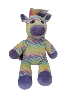Build-A-Bear rainbow striped zebra 17" Plush Stuffed Animal Retired Pastel 2014 - Photo 1/7