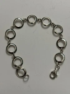 Bracciale Maglia Cerchio Modernista Argento Sterling 7,5 Pollici - Foto 1 di 3