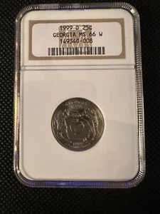 1999 D Georgia State Statehood Quarter Coin MS66 NGC Brown Label Holder - Picture 1 of 2