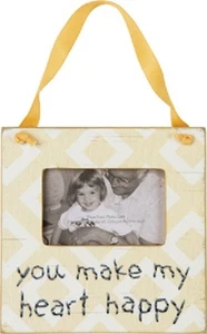 NEW!~Wood Ornament~Mini Picture Holder Frame Sign~"You Make My Heart Happy" - Picture 1 of 1