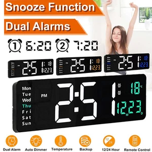 Digital Large Big Jumbo LED Wall Desk Clock Display With Calendar Temperature AU - Picture 1 of 16