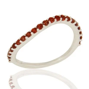 Natural Garnet Gemstone Solid 925 Sterling Silver Engagement Ring Gift Jewelry - Picture 1 of 5