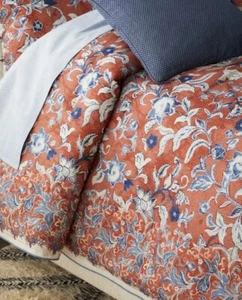 Ralph Lauren Mirabelle Bettbezug Orange Blau Full Queen Bettwäsche Floral Neu - Bild 1 von 10
