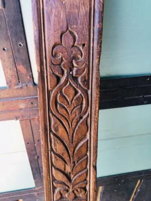 PANEL DE PUERTA ANTIGUO VINTAGE ANTIGUO RARO MADERA FINA TALLADA A MANO DISEÑO FLORAL ÚNICO Foto 1 de 4