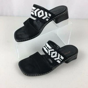Donald J Pliner Black Beaded Open Toe Strappy Slide Sandals Womens 6M Italy Mule - Picture 1 of 7