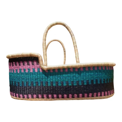 Cesta Baby Moses, berço, cama cesta tecido africano, cama de bebê 12x18x30 pol - Imagem 1 de 3
