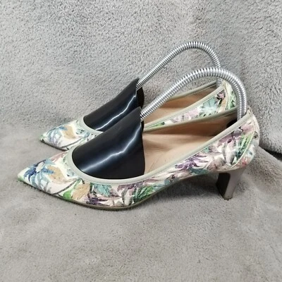 Hispanitas 鞋女式 7 码绿色蓝色花卉印花高跟鞋 — 第 1/4 张图片