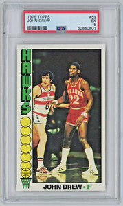 1976 Topps 59 John Drew PSA EXCELLENT 5 Atlanta Hawks Set Break