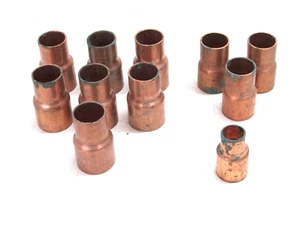 NEW! LOT of (10) 3/4" x 1" COPPER REDUCING SWEAT FITTINGS & (1) 1/2" x 3/4" - Picture 1 of 4