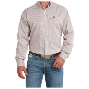 MTW1105924 Cinch Men's Tencel Striped Button Down Western Shirt - Pink NEW - Picture 1 of 7