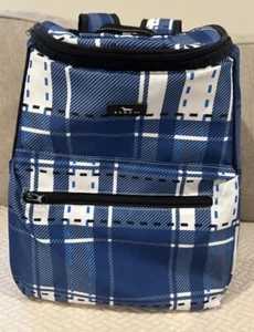 Scout Bags Backpack Blue White Black Plaid Insulated Cooler Pockets Large EUC - Picture 1 of 7