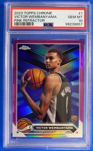2023-24 Topps Chrome Basketball Pink Refractor #1 Victor Wembanyama RC PSA 10 - Picture 1 of 2