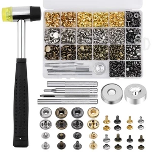320 Pezzi Kit Rivetti in Pelle, 60 Pezzi Chiusure a Scatto in Pelle, 2 Misure Pelle Riv... - Foto 1 di 7