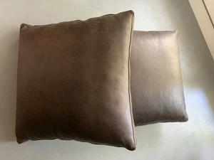 2 Leder Vintage Kissen Dunkelbraun Ca.46x46 cm - Bild 1 von 11