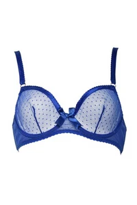 AGENT PROVOCATEUR Womens Bra Sheer Lingerie Polka Dots Blue Size UK 32B - Picture 1 of 6