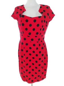 Grace Karin Size 34/36 Red Knee-Length Pencil Dress Short Sleeve Polka Dot - Picture 1 of 5