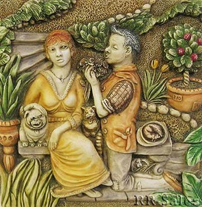 New Loves Labours Harmony Kingdom Byrons Secret Garden Picturesque Tile PXGD3 BX - Picture 1 of 2