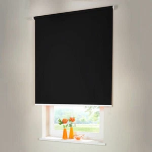 Verdunkelungsrollo Mittelzugrollo Springrollo Rollo - Höhe 120 cm schwarz - Bild 1 von 37