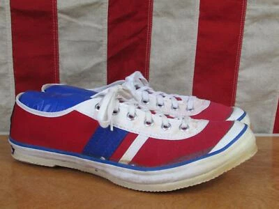 Vintage 1960s Bata Bullets Red Canvas Track Shoes Gym Sneakers Size 9.5 NOS - Image 1 of 4