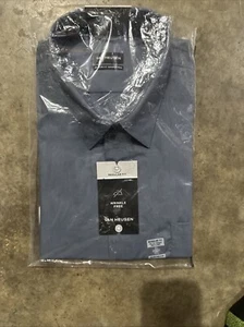 Camicie uomo Van Heusen $50 2XL vestibilità regolare 18 32/33 popeline antirughe - Foto 1 di 8